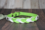 SALE • Key Lime & Sweet Coconut • Trenza Collar • 10"-13" • Nickel Plated • 1/2" Wide