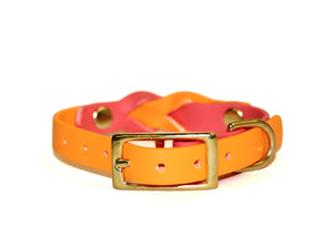 SALE • Creamsicle & Punch • Center Trenza Collar • 8"-11" • Solid Brass • 1/2" Wide